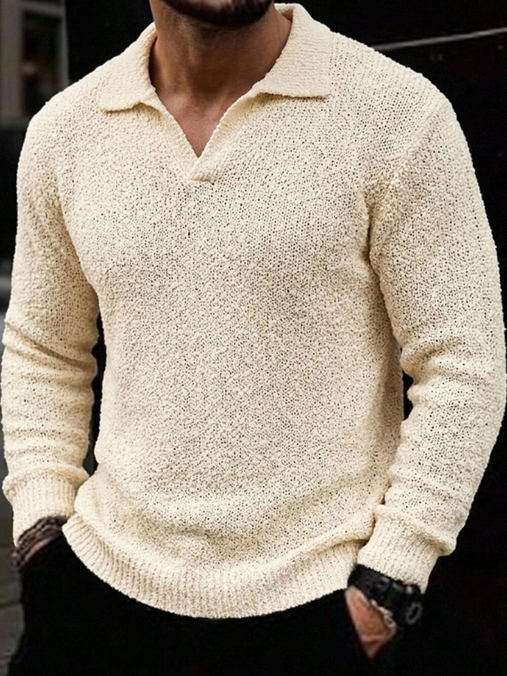 Apricot Casual Men's Long Sleeve Sweater